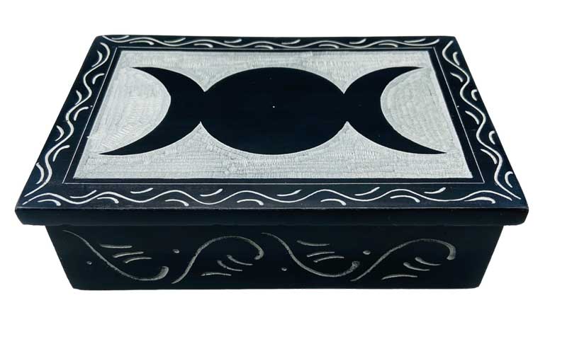 4" x 6" Triple Moon soapstone box (image for) 4" x 6" Triple Moon soapstone box